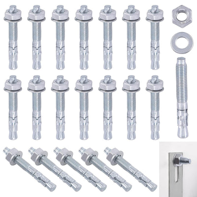 Swpeet 20Pcs 3/8" x 3" Zinc Plated Heavy Duty Wedge Anchor Assortment Kit, Carbon Steel Screws and Lag Bolts Wedge Anchor Fastener Perfect for Cement and Concrete Structural Anchorage Only