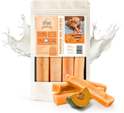 Pumpkin Flavored Himalayan Yak Cheese Dog Chews Large 4 Count
