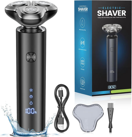 Electric Razor for Men, 4D Floating Rotary Razor, Wet & Dry Waterproof IPX7, USB-C Fast Charging, LED Display