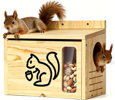 Widened Medium Wooden Squirrel House for Outside