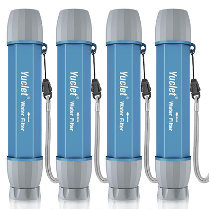 Emergency Water Filter Straw for Survival, Camping & Hiking, 4 Pack | Personal Water Filter, Portable Water Purifier