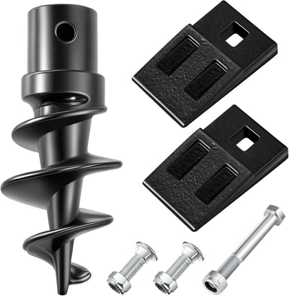 Bolt on Spiral Point Auger Pilot Tip and 2 Pcs 3 Point Auger Cutting Edge Square Hole Replacement Teeth with Hardware
