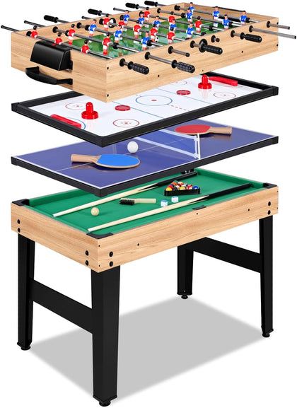12-in-1 Game Table - 48" Combo Game Table, Ping Pong Table, Foosball Table, Air Hockey Table, Pool Table - Sports