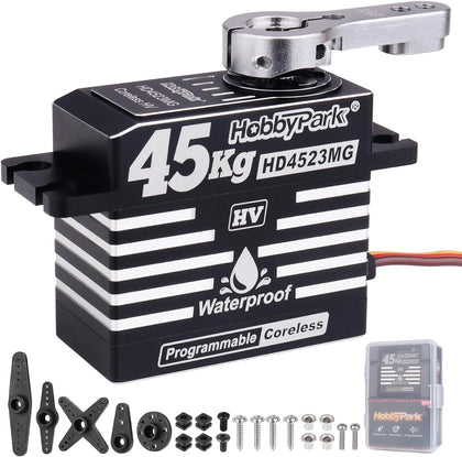 Waterproof 45KG Servo Coreless Motor 8.4V HV Servo High Torque Servo Full Metal Gear RC Servo Programmable for 1/8