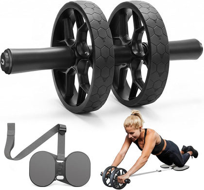 Ab Roller Wheel for Beginners to Pros, Ab Roller with Adjustable & Detachable Resistance Band, Core Workout Equipment