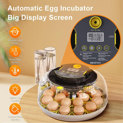 Incubator for Hatching Eggs-18 Egg Capacity, Newly Upgraded Automatic Egg Turner, Temperature & Humidity Control