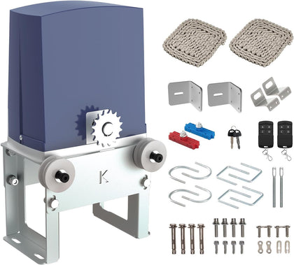 Automatic Chain Drive Sliding Gate Opener with 2 Remote Controls, 280W Electric Gate Motor for Driveway Slide Gate Up