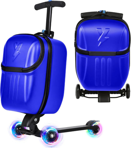 Foldable Ride On Scooter Suitcase with Front Opening, Lightweight Carry On Scooter Luggage for Adults, Teens &
