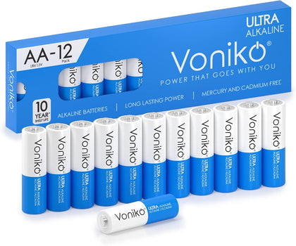 AA Batteries 12 Pack - 1.5V Alkaline Double A Batteries | Ultra-Power AA Batteries, 10-Year Shelf Life, Leakproof