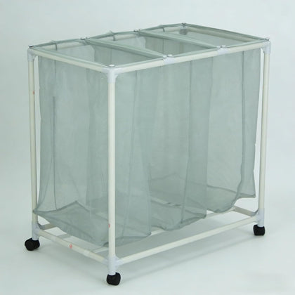 Rolling laundry sorter cart 3 Bag Rolling Laundry Sorter Cart with Removable Mesh Bags, Rust-Proof PVC Frame Laundry