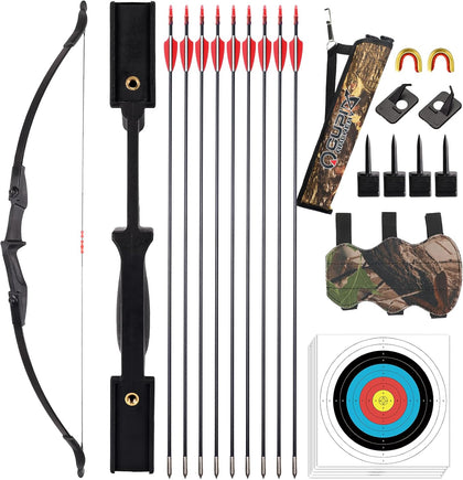 Archery Recurve Bow and Arrow Set for Adults/Youth/Teens Beginners | Left & Right Handed, 20/30/40lbs, Beginners