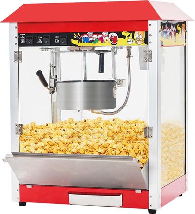 Commercial Popcorn Machine, 10 Oz Kettle, 1300W Countertop Popcorn Maker for 60 Cups per Batch, Movie Theater Popcorn
