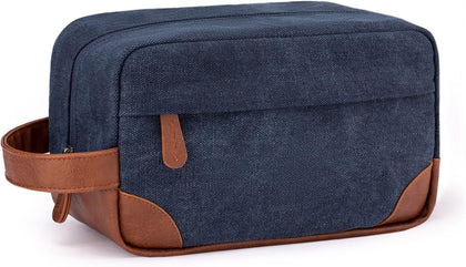 Toiletry Bag Hanging Dopp Kit for Men Water Resistant Canvas Shaving Bag with Large Capacity for Travel - Navy Blue