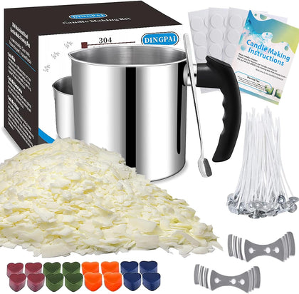 Candle Making Supplies, Candle Make Pouring Pot, Wicks & Soy Wax | 304 Stainless Steel Melting pot & Spoon, Candle