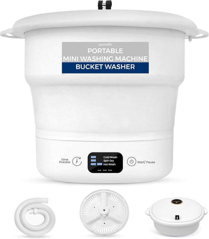 PUCWM44.5 Portable Mini Washing Machine – Folding Bucket Washer for Clothes & Laundry – Lightweight, Compact & Easy