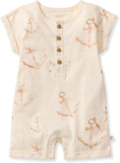 Baby Boys' Short Sleeve Rompers, 100% Organic Cotton One-piece Coverall and Layette Set