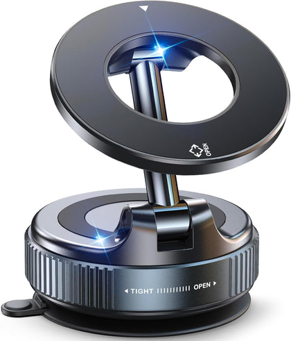 Magnetic Suction Cup Phone Mount for Magsafe, 360° Adjustable Magnetic Car Phone Holder, Pocket Size Foldable Car