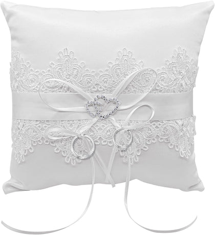 Ring Pillow, 7.5 Inches wedding ring bearer pillow white lace ring holder