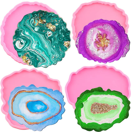 Silicone Coaster Mold Resin Coaster Molds Coaster Molds Set of 4 | Resin Casting Irregular Wave Shape Silicone Mold