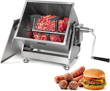 Hakka Manual Meat Mixer 45lb/22.5L, Tiltable Tank 30L Stainless Steel Updated Commerial Food Mixer for Meat and