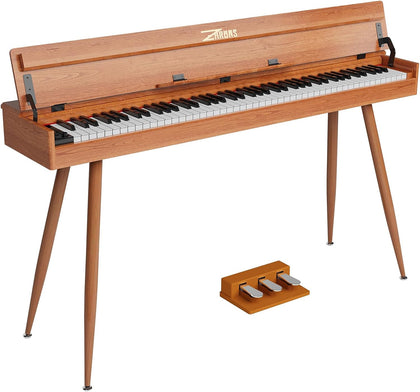 88 Key Full-Weighted Digital Piano - Wooden Upright Electric Keyboard with Progressive Hammer Action, 3-Pedal Unit