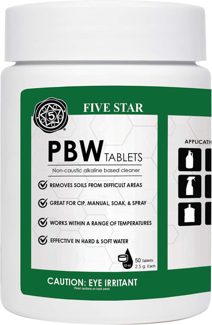 PBW Tablets - 2.5 g (1 Tablet per 32 oz. of Water) 50 ct - Bottle, Growler, Keg Cleaner