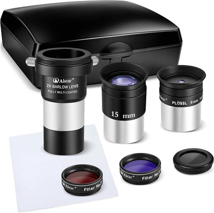 Alstar Telescope Accessory Kit 8-Piece, 1.25" Eyepiece Set & Filter Set | Essential Accessories for New Astronomers