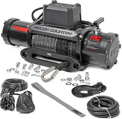 12,000LB PRO Series Electric Winch | Synthetic Rope - PRO12000S, Black