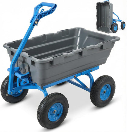 1400lbs Garden Dump Cart for Lawn & Landscaping, Towable Utility Wagon with Quick-Release Dumping, 10" All-Terrain