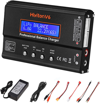 6A Lipo Battery Charger, 1S-6S Balanced Charger Discharger, 1-6S Lipo Li-ion NiMH NiCD Li-Fe Battery with Tamiya XT60