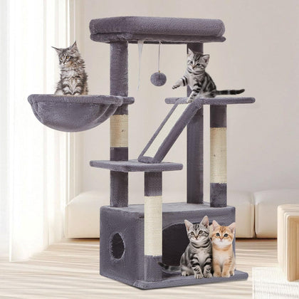 Cat Tree,38.5-Inch Cat Tower for Indoor Cats,Suitable for Kittens with Luxurious cat condo, Adjustable Baskets and