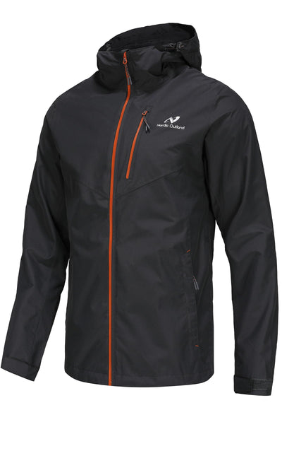 Mens Rain Jacket with Mesh Lining,Waterproof Breathable Raincoat,Hooded Windbreaker for Outdoor (Large, Charcoal)