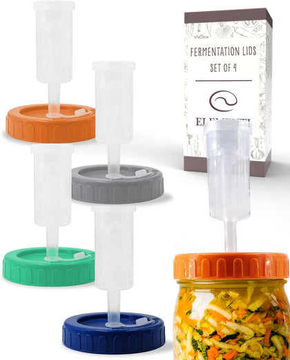 Mason Jar Fermentation Lids - Easy to Use Fermenting Lids for Wide Mouth Mason Jars - Make Delicious Sauerkraut &