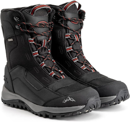Men's Snow Boots Waterproof Insulated Winter Black Hiking Rubber Fur lined Warm Lightweight Outdoor Shoes,Non-Slip