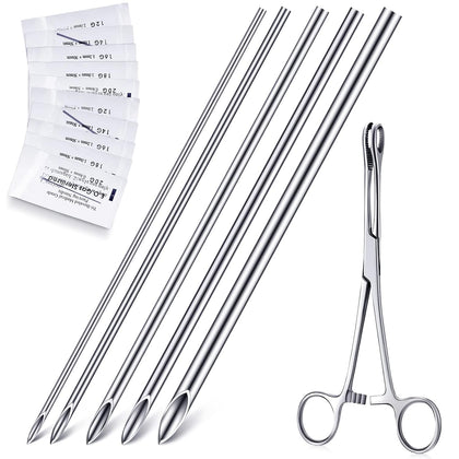 Piercing Kit 100 Pcs Piercing Needle with Stainless Forceps Clamp