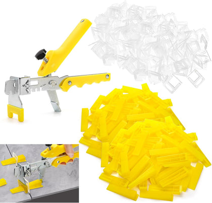 Tile Leveling System 1/8" Kit with 1pc Tile Plier, 600pcs Tile Spacers Level Clips, 200pcs Reusable Wedges for Wall