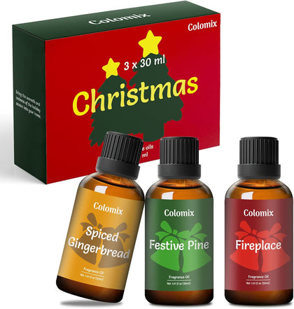 Christmas Fragrance Oils Set, 30ml x 3, Fragrance Oil for Diffuser, Candle Making, Soap Scents | Holiday Scent Oil