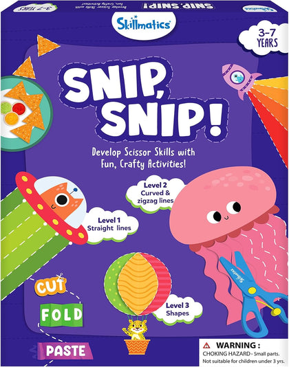 Scissor Skills Activity Book - Snip Snip, 25 Cutting Activities for Preschoolers, Felt Craft Kit, 2 Child-Safe