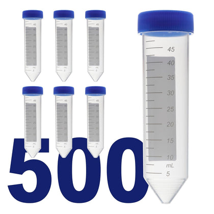 50mL Screw-Cap Conical Centrifuge Tubes, Sterile Transparent Test Tubes with Printed Graduation and Write-on Spot