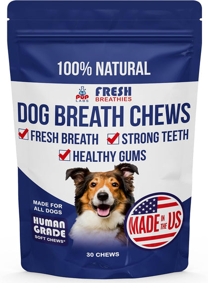 Fresh Breathies, All-Natural Dental Chews for Dogs, Dog Breath Treatment That Supports Gut Health and Immune System