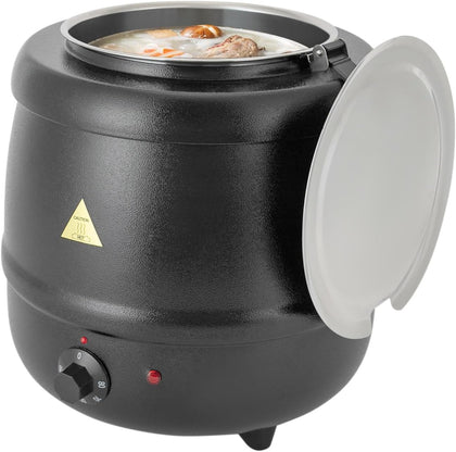 Soup Warmer, 10L/10.57Qt Commercial Grade Electric Sup Kettle with Hinged Lid and Detachable Stainless Steel Insert