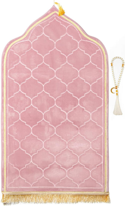 Muslim Prayer Rug with Tasbih Prayer Beads, Soft Memory Foam Prayer Matt Islam, Padded Islamic Prayer Mat Thick for