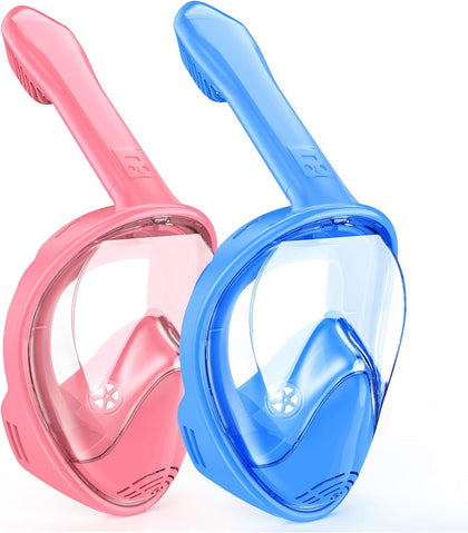 Kids Snorkel Mask Full Face, Snorkeling Gear for Kids with Camera Mount, 180 Degree Panoramic View Snorkeling Set