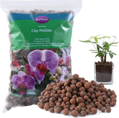 Natural Clay Pebbles 2LBS– 8mm-15mm Expanded Leca Balls for Hydroponics Plants Drainage Grow Media Reusable Soil