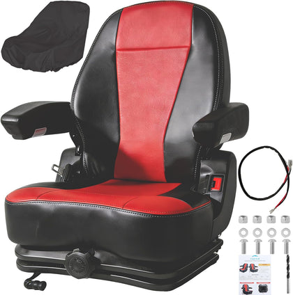 Lawn Mower Seat with Cover,Spring-Dampers Heavy Duty Tractor Suspension Seat for Zero Turn Mower Tractor Excavator