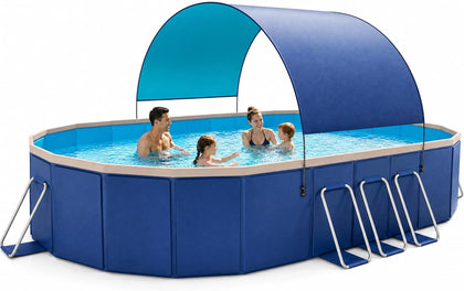 146" Non-Inflatable Foldable Swimming Pool for Family, Portable Above Ground Pool for Adults & Kids, Easy Setup for