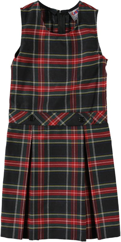 Cookies' Brand Big Girls' Bib Front Jumper - black/red/white/gold *plaid #63*