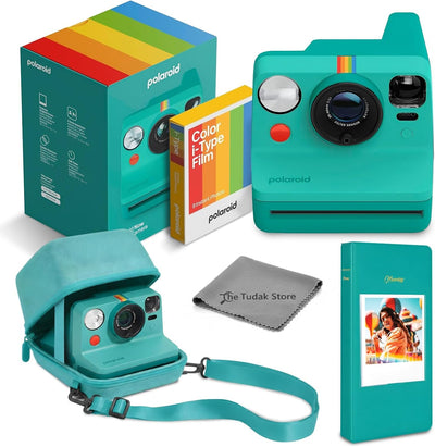Now 3rd Generation i-Type Instant Film Camera Teal+ 8 Color Film Photos + Tudak Accessories Bundle, Incl. Compatible