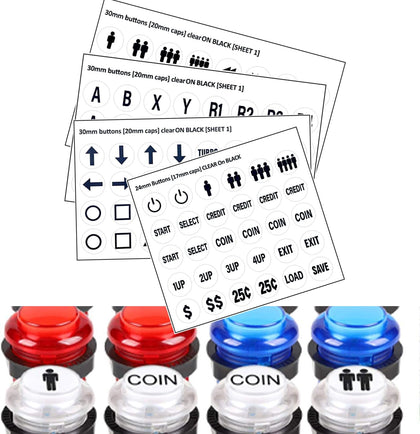 White Arcade Button Stickers 24mm/30mm Die-Cut PVC Decals | White PVC arcade button decals for 24mm/30mm buttons.