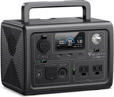 EB3A Portable Power Station, 268Wh Solar Generator LiFePO4 Battery Backup w/ 2 600W (1200W Surge) AC Outlets